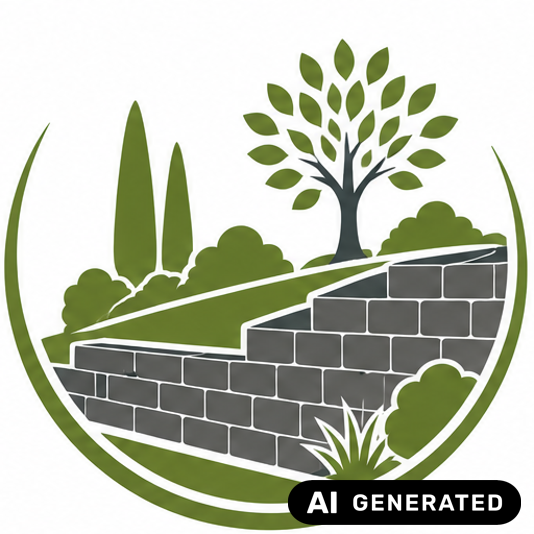 AI generiertes Bild Im Hintergrund mehrere Bäume davor ein Grünfläche und eine Mauer.