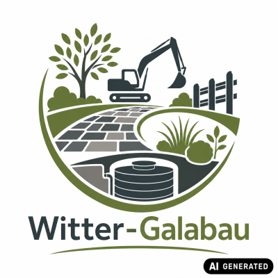 AI generiertes Bild. Im Hintergrund ein Bagger, Baum davor ein gepflasterter Weg darunter eine Zisterne rechts daneben ein Zaun.